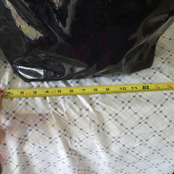 Michael Kors Black Patent Leather Tote with Gold Accents - Picture 12 of 16